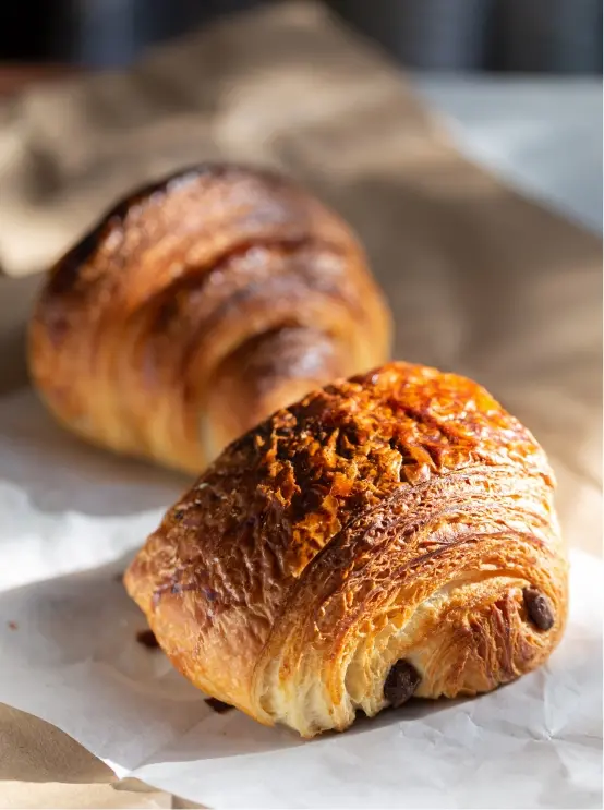 close up of a pains au chocolat