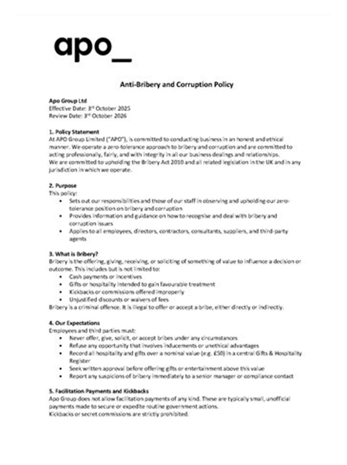 Anti-Bribery and Corruption Policy