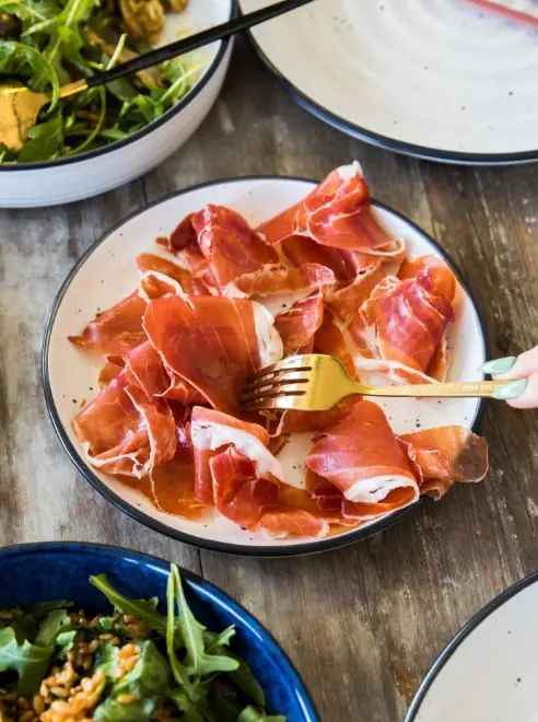 a plate of palma ham