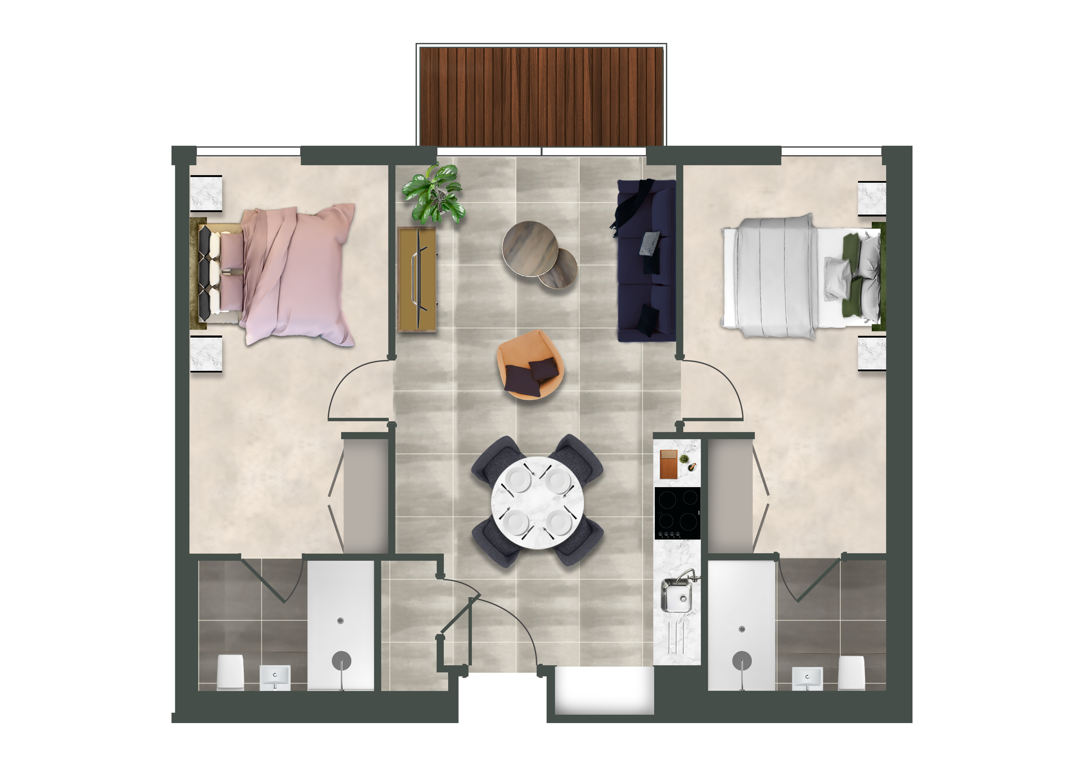 two bedroom apartment floorplan